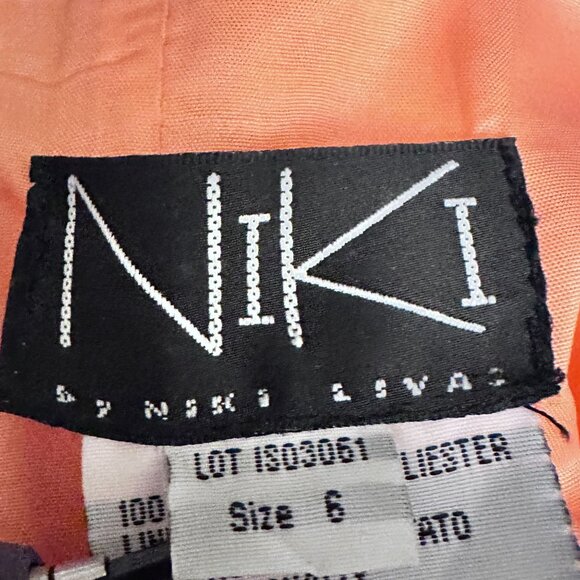 Niki Livas Pink Orange Embroidered Halter Dress With Corset Back Sz 6 Ball Gown - Picture 4 of 12